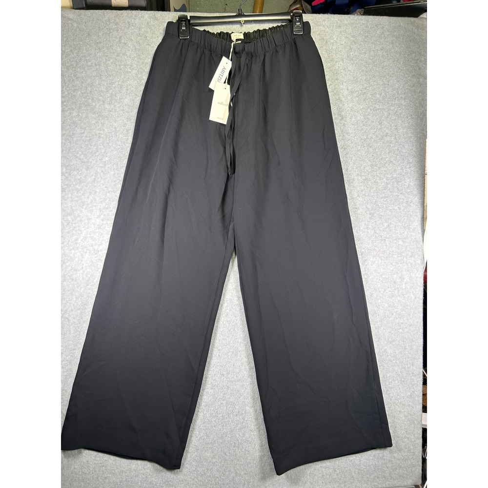 Wilfred Aritzia Lodge Pant Black Noir Wide Leg Elastic Waist Trousers Size M NEW